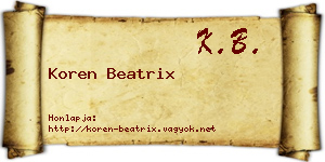 Koren Beatrix névjegykártya